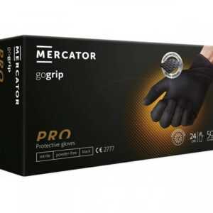 Nitrilové rukavice, extra pevné, odolné chemikáliím, velikost M, černé, 50 ks